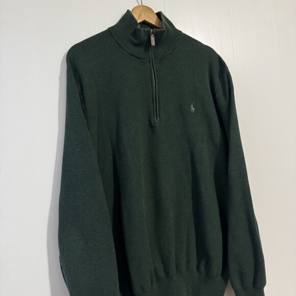 Polo Ralph Lauren Sweater Mens XXL Green 100% Pima Cotton 1/4 Zip Pullover - Picture 15 of 15